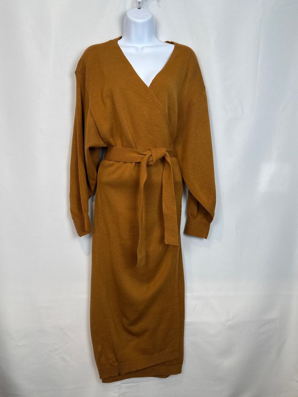 Petal + Pup Nova Wrap Knit Midi Dress Camel NWT M/L